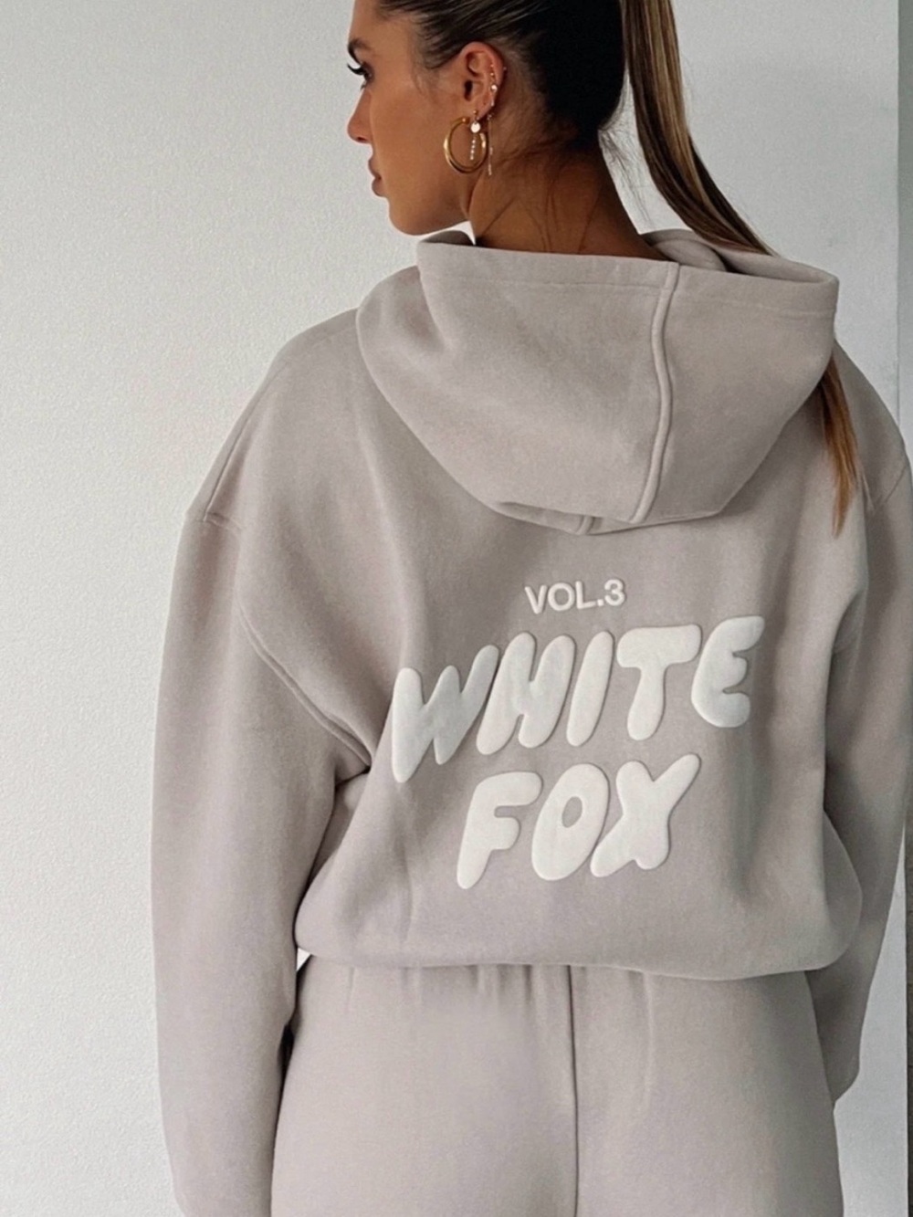 White Fox Vol.3 Logo Hoodie - Light Taupe